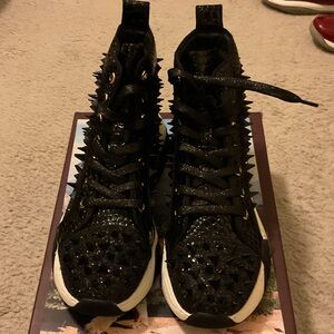 Black Spiked High-Top Sneakers